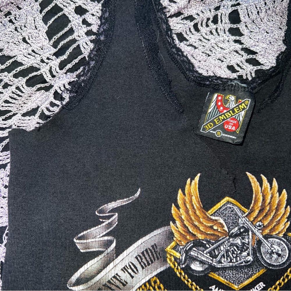 Live To Ride Distressed Cropped Tank Top - Picture 12 of 16